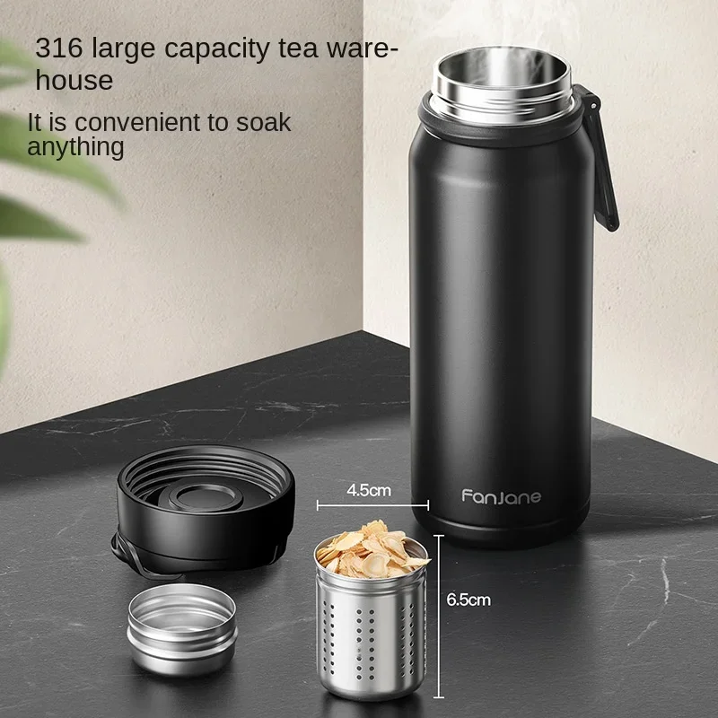 FANJANE Thermos Bottle Cup with Magnetic Tea Infuser Coffee 316 Stainless Steel Vacuum Bottle Keep Cold Travel Business