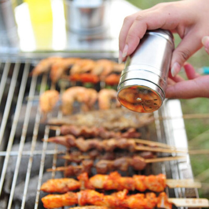 1Pc Rvs Kruidkruik Container Mini Zout En Peper Shakers Multifunctionele Kruiden Tandenstoker Opslag Fles Bbq Tool