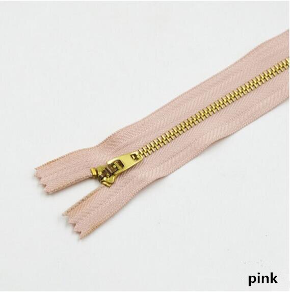 5 pièces 3 # fermeture à glissière en métal 13cm serrure automatique fermeture à glissière pour pantalon veste poche jean sac bricolage couture Zips vêtement accessoires A4-17: pink