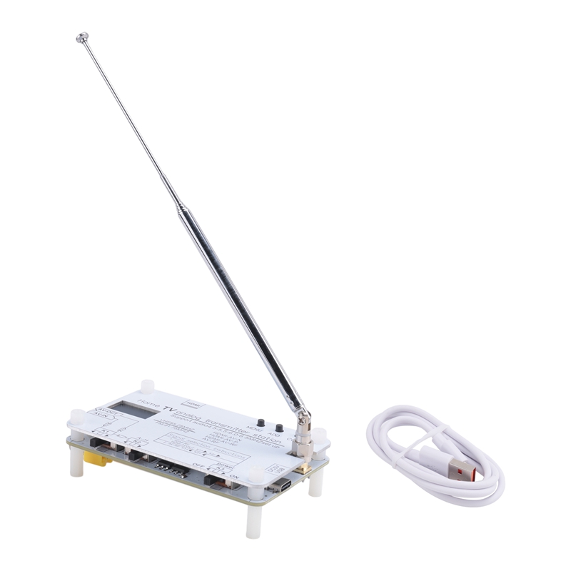 A12E-White Analog TV Signal Transmitter Home Analog TV Transmitter With OLED Display For Global Tvs: Default Title