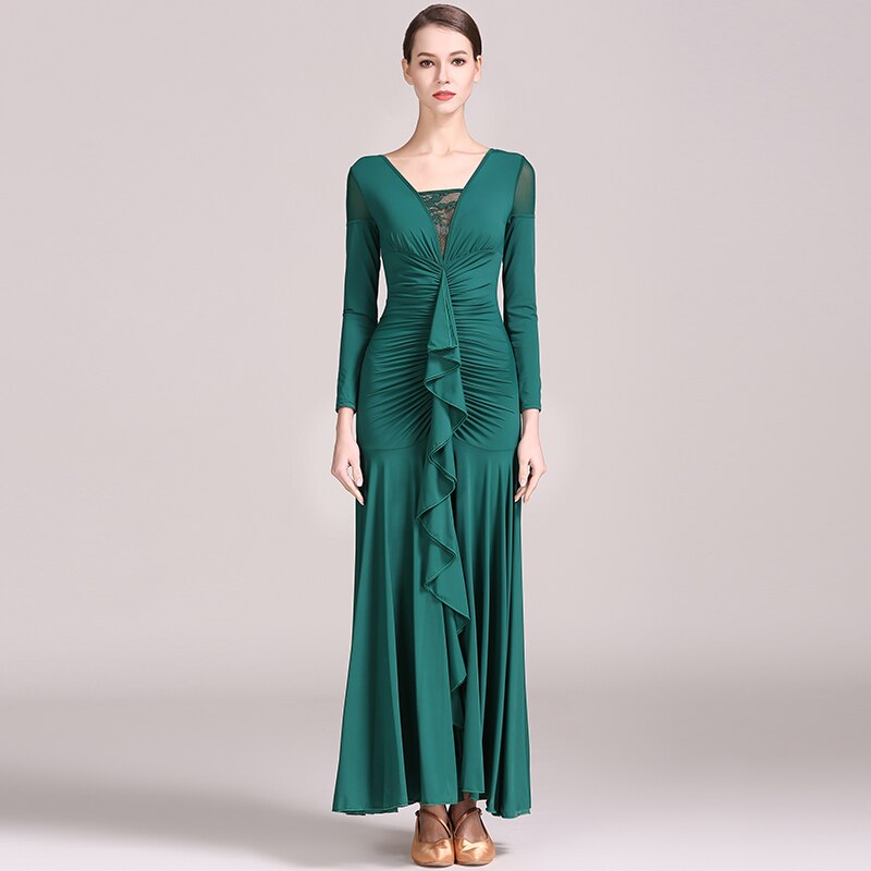 Grün Standard frauen tänze kleider für ballsaal tanzen walzer ballsaal Standard kleid modern tanzen kostümich tanzen tragen: Grün / S