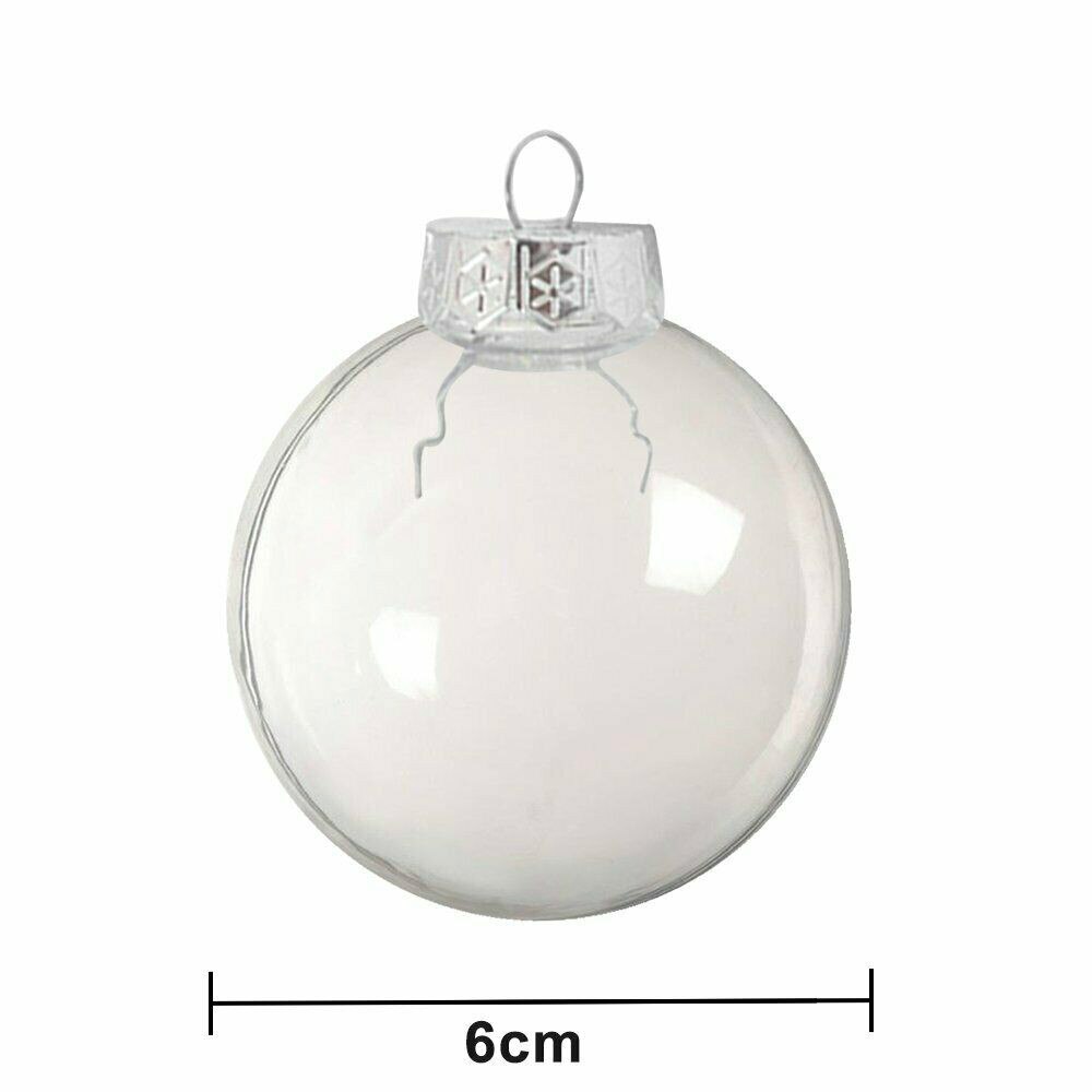 6/8/10cm Transparent Christmas Ball Plastic Bauble Clear Fillable Xmas Tree Hanging Decorations DIY Party Year Ornament: 6cm