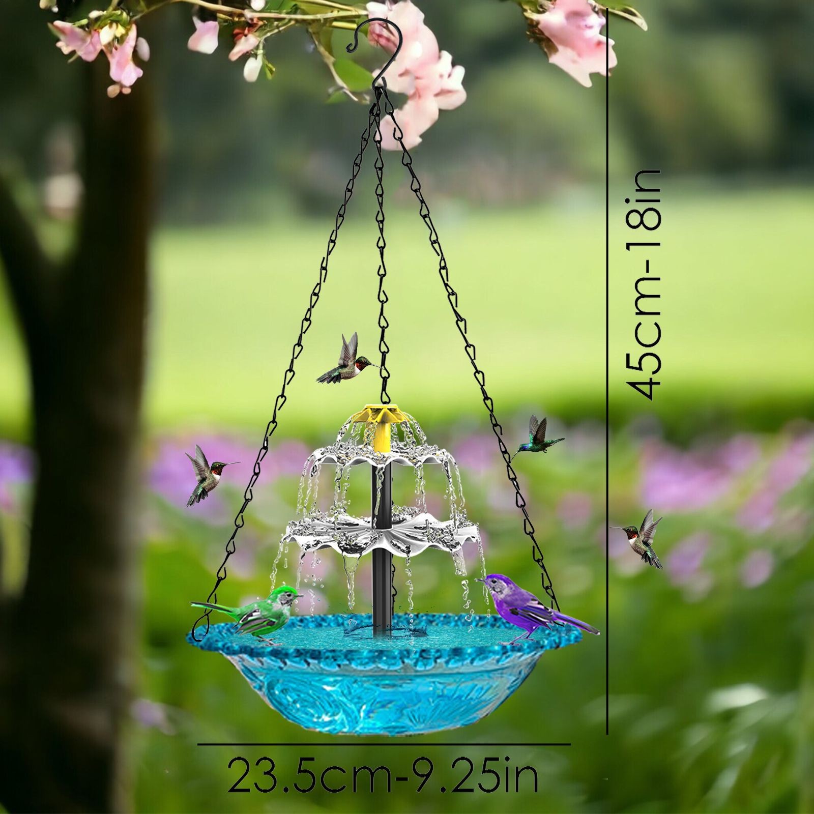 CONFRESSION-Bassin solaire multifonctionnel pour bain d'oiseaux, mangeoire et boisson, 62 eau: Default Title
