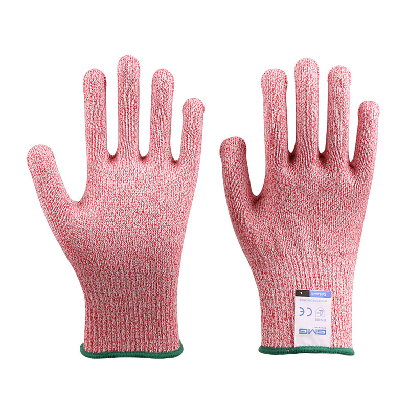 Anti cut handsker gmg rød madkvalitet til køkken hppe  en388 niveau 5 ansi beskyttende handsker skære resistente handsker: L