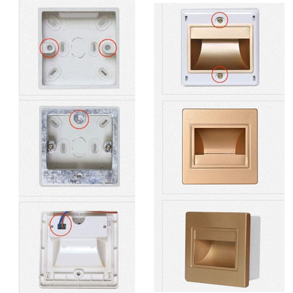 10pcs 1.5W Wall Plinth Recessed Stair Lamp Aisle Porch Footlight Warm White Light - Sliver Case