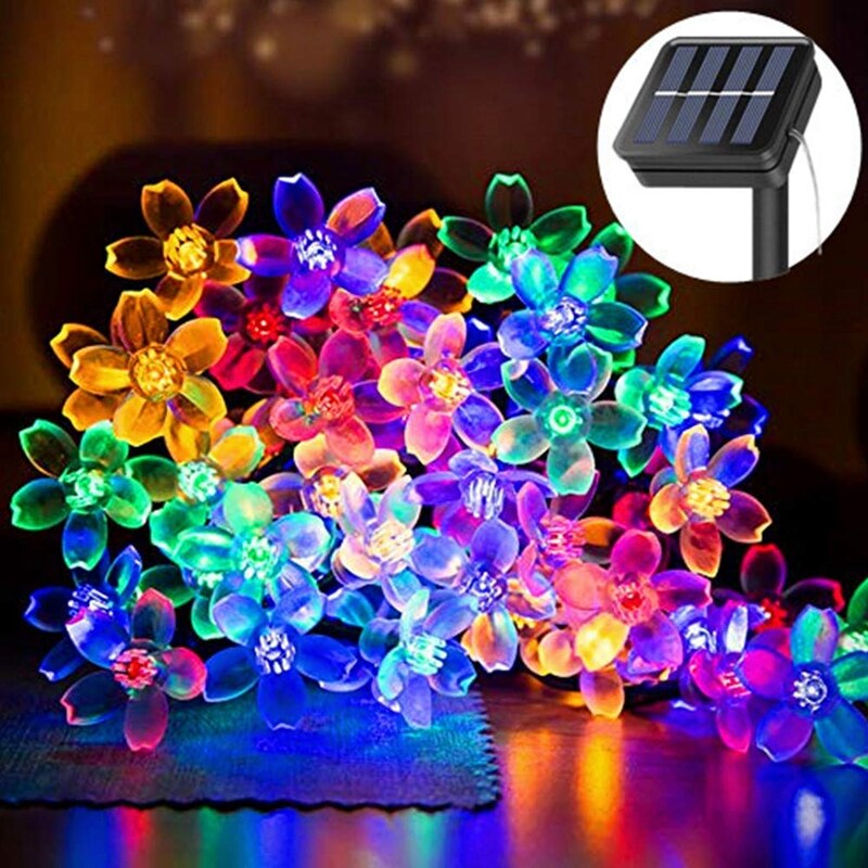 Solar udendørs julelys 20 50 led fe blomst blomst dekorativt lys til indendørs have gårdhave fest træ dekoration: Flerfarvet / 5m 20 lysdioder