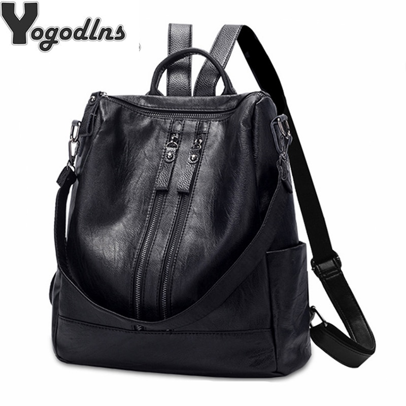 Sac À Dos En Cuir Pu pour Les Femmes Fermeture À Glissière Sac À Dos Étudiant Sac D'école pour Adolescent Filles grand Décontracté Sacs De Voyage mochila feminina