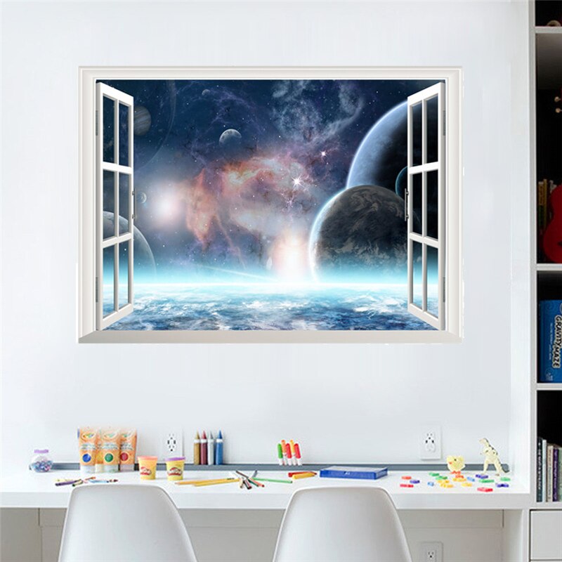Zwart Gat Nebula Planet Star Muurstickers Voor Kinderkamer Decoratie Vivid 3d Ruimte Thema Muurschilderingen Diy Thuis Decal pvc Poster: Goud