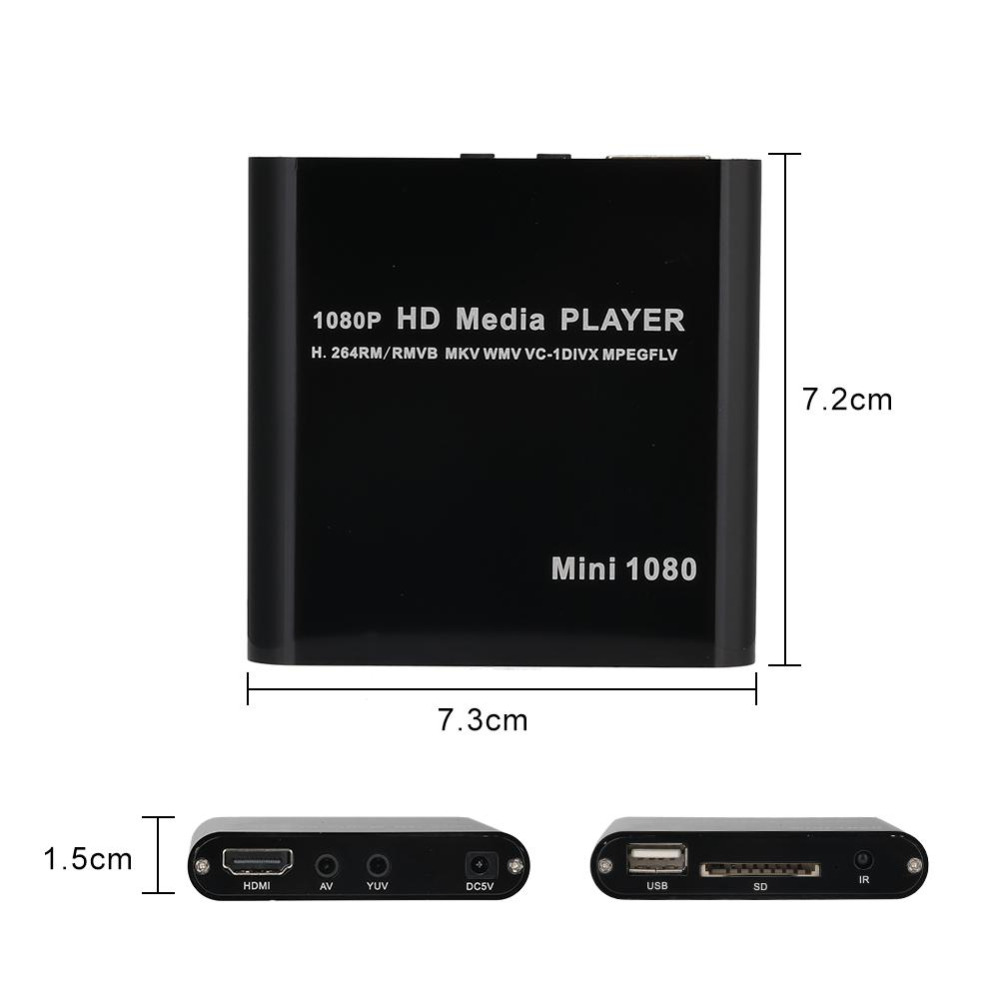 Mini fuld  hd1080p usb ekstern hdd-afspiller med sd mmc-kortlæser vært hdmi hdd media multimedie video bil hd-afspiller autoplay