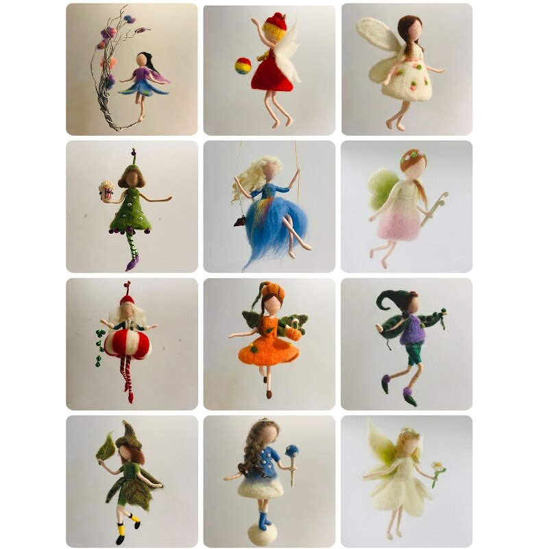 Flower Fairy Needle Felting Kits, Elf Felting Supplies, for Mom, Grandma, Video Instruction for Beginner, Height 10cm (4")