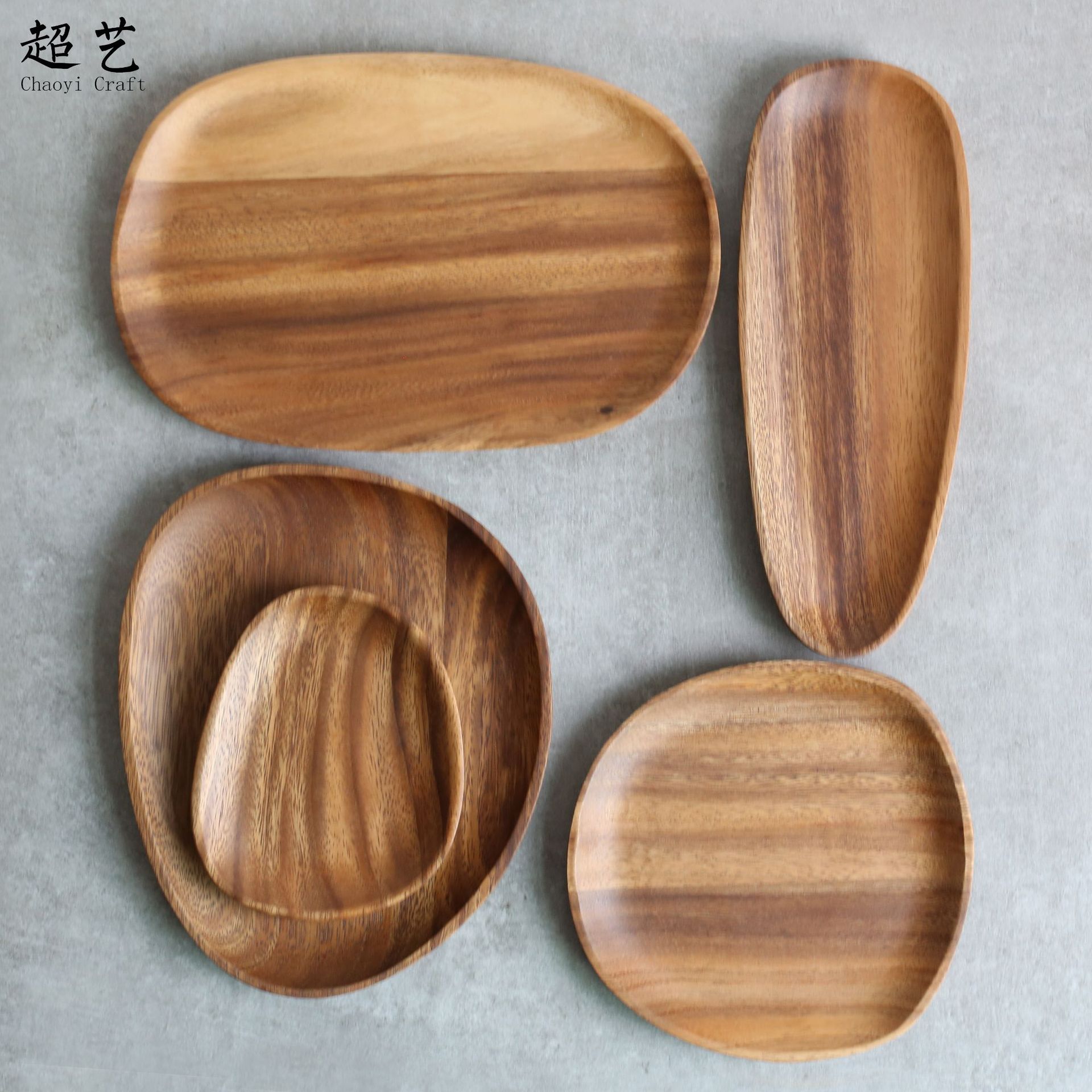 Irregular Acacia Wood Plate Special-shaped Solid Wood Snack Fruit Plate, Wooden Plate cake plate