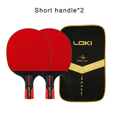 Loki 2 pces x3 conjunto de raquete de tênis de mesa lâmina carbonizada com espinhas em borracha leve treinamento ping pong paddle bat com saco: 2pcs CS Short handle