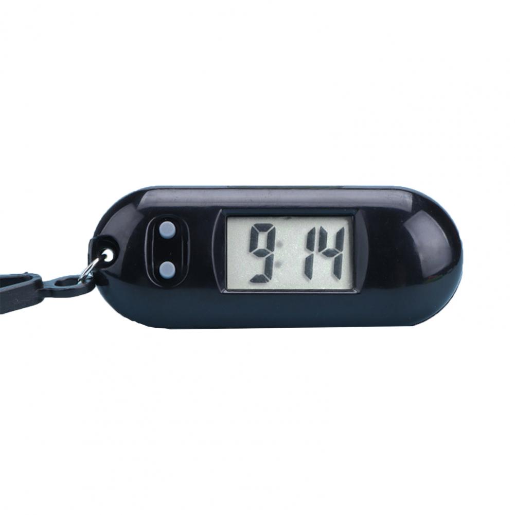 Electronic Clock Student Keychain Watch Silent LCD Digital Display Portable Student Exam Study Desktop Clock Keychain: black