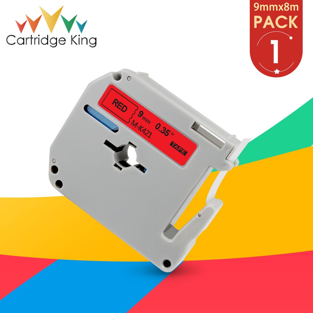 9mm M Tape MK221 Compatible for Brother MK-121 M-K221 MK-421 MK-521 Work for Brother P-touch Label Printer PT-90 PT80 PT70 PT65: Black on Red / 12mm