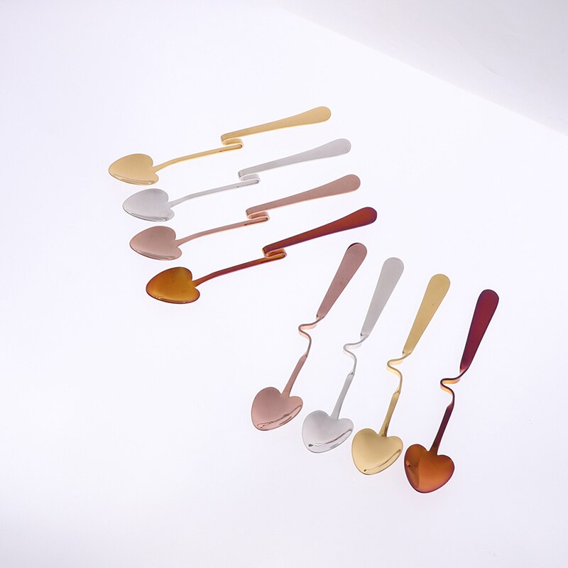 Taza de café o té creativa en forma de miel, cucharas colgantes, cuchara de té de corazón de oro rosa de acero inoxidable, 1 Uds.