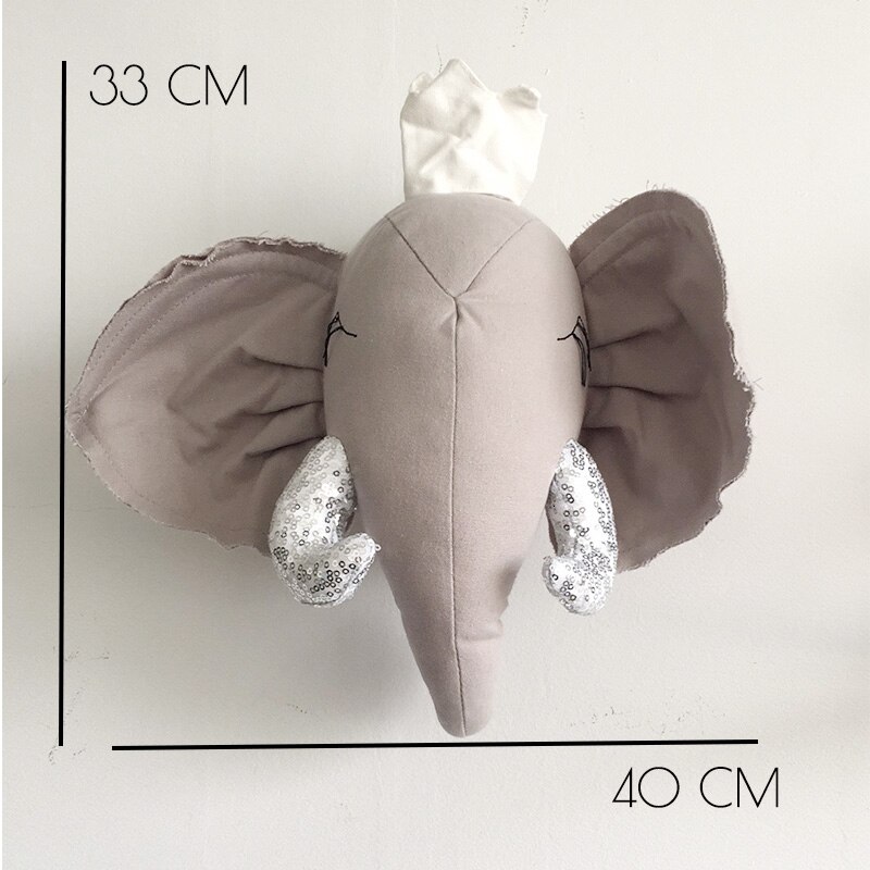 Kids Room Decor Felt Zebra Handmade Felt Animal Heads Elephant Fox Lion Head Wall Hanging Decor For Kids Room Nursery Room Decor: Elephant D cotton