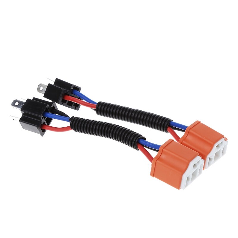 2Pcs H4 9003 Keramische Kabelboom Plug Kabel Koplampen Connector Extension