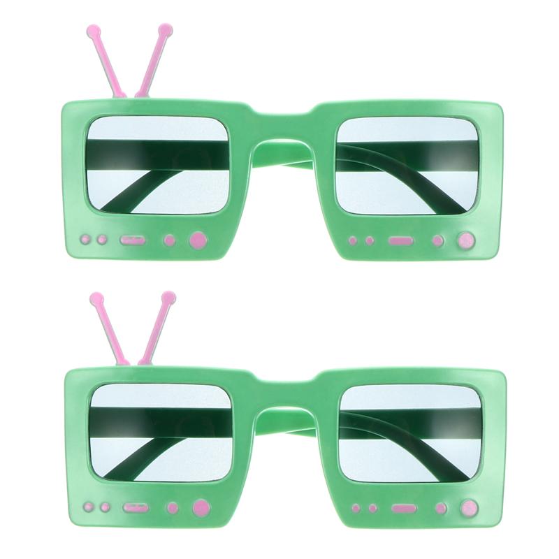 2Pcs Funny Birthday Party Glasses Frames Eyeglasses Photo Props: Default Title
