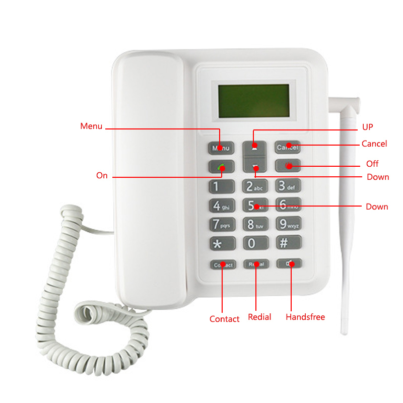 Beamio GSM Fixed Wireless Telephone With SIM Card Radio Cordless Phone LCD Screen For Home Office Desktop White