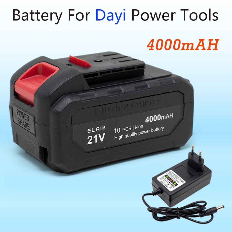 21V 4AH high-power durable lithium battery, charger, suitable for Dayi 21V series electric tool: GRAY