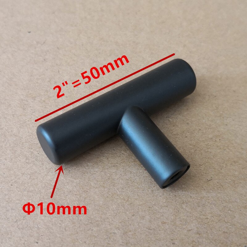 diameter 10mm matt sortere rustfritt stål kjøkkendørskap t stanghåndtak trekkknapp 2 " ~ 12 " maskinvareskuff kjøkkenhåndtak: 2 tommers midthull