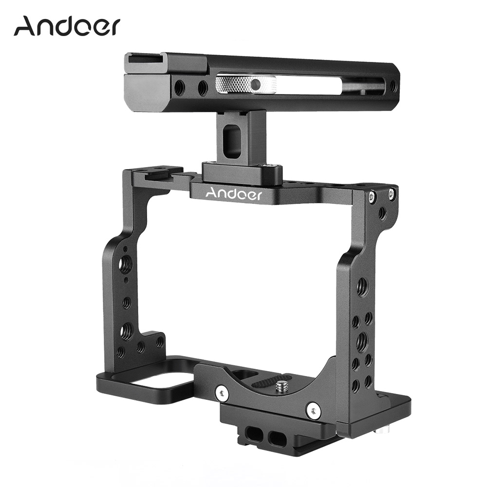 Andoer C15 Camera Cage + Top Handvat + 15 Mm Staaf Grondplaat Kit Aluminium Met Koud Shoe Mount Voor nikon Z6/Z7 Dslr Camera: Andoer C15-B