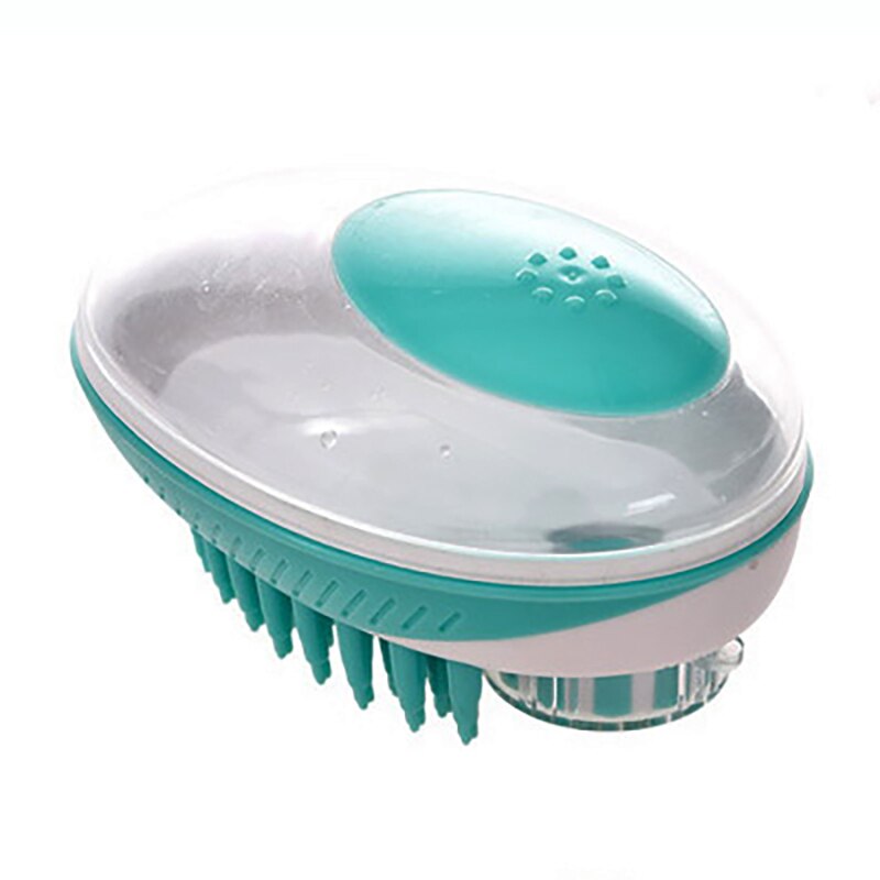 Cepillo para baño de perro 2 en 1 para mascotas, peine para masaje de SPA de silicona suave, aseo de pelo para perros y gatos, herramienta de limpieza para perros: Green