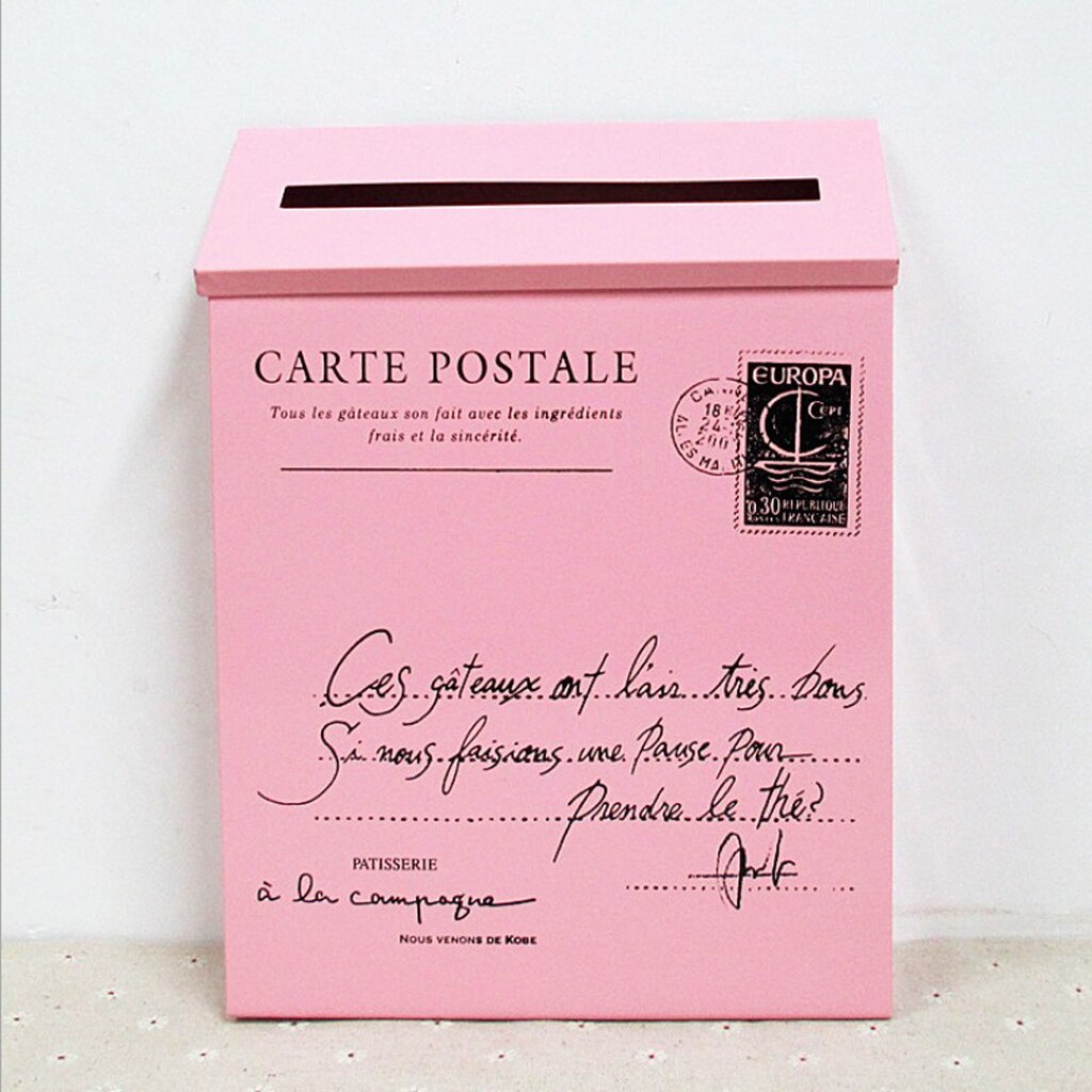 Vintage amerikansk udenfor brevkasse brevpost postkasse postkasse vægbeslag hjemme hoveddør: Lyserød