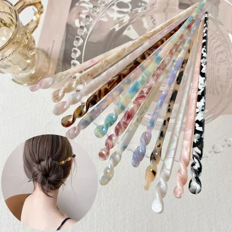 Palillos para el cabello de estilo chino para mujer, palillos de acetato Vintage, horquillas, Clips, joyería de boda, accesorios de estilismo de belleza para niña