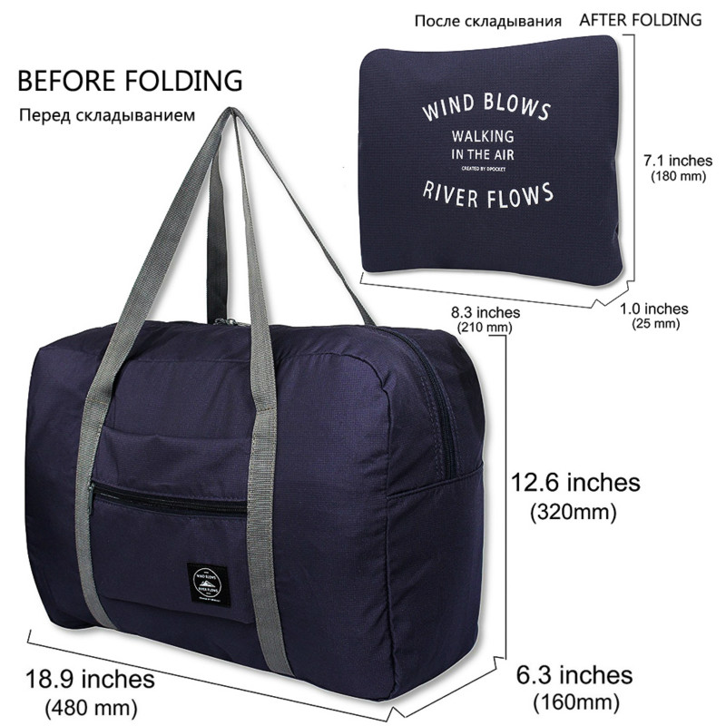 Waterdichte Opvouwbare Nylon Bagage Tas Unisex Casual Schoudertassen Kleine Licht Handtas Draagbare Trip Hand Reistas Met Hang