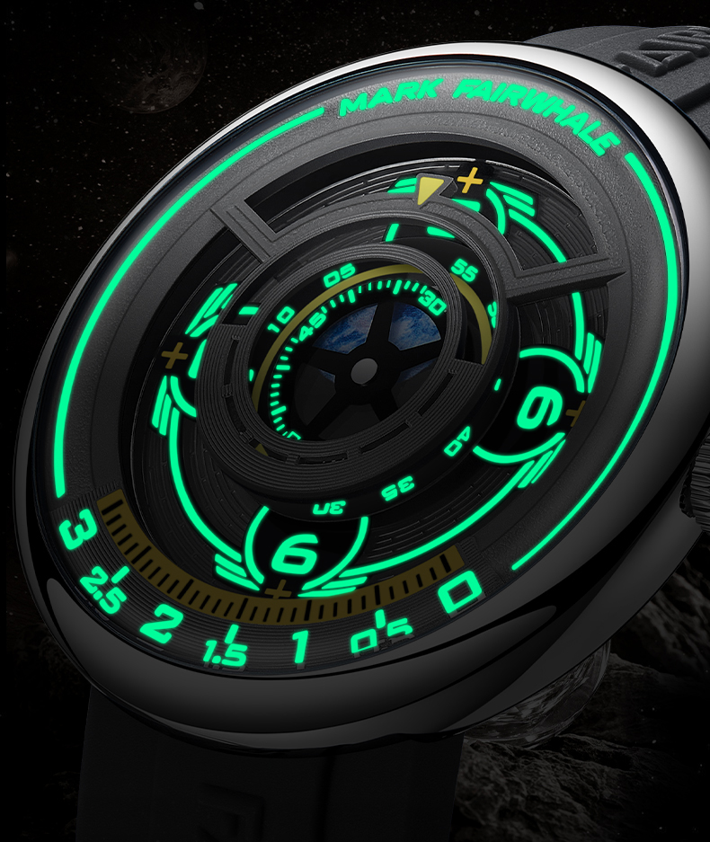 Mark Fairwhale Men Luxury Watch Vintage Watches Concept Dial Quartz Wristwatch Rubber Strap