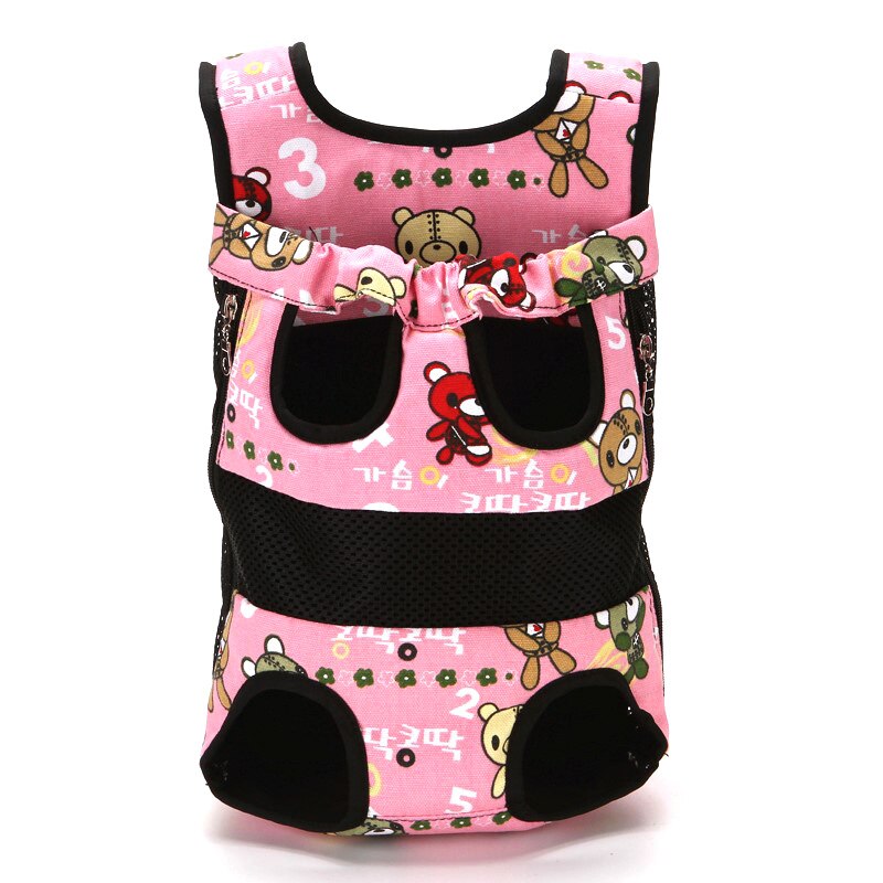 Trendy Pet Dog Carrier Rugzak Ademend Cartoon Outdoor Reizen Producten Zakken Voor Kleine Hond Kat Chihuahua Teddy Mesh Rugzak: pink / L