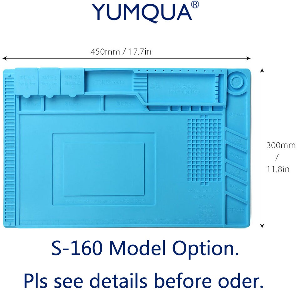 Yumqua S-160 Magnetische Solderen Mat Hittebestendige Siliconen Pad Isolatie Soldeer Heat Gun Bga Reparatie Tools Magnetische Project Mat