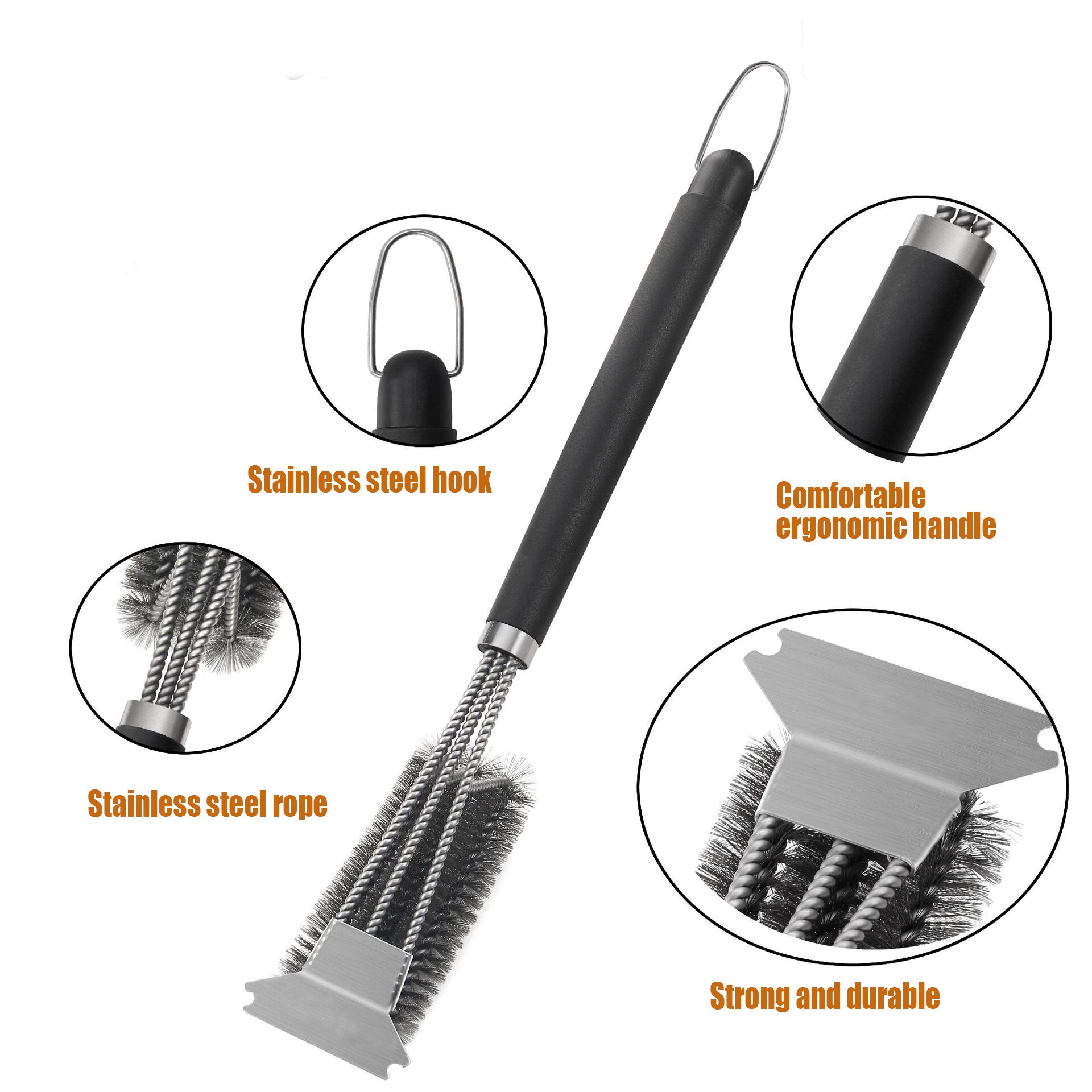 BBQ Cleaner Barbecue Accessories Kitchen Accessories BBQ Grill Barbecue Kit Cleaning Brush Stainless Steel Cooking Tools
