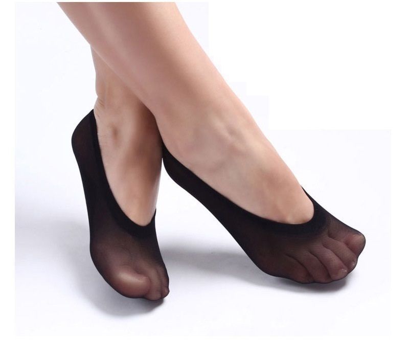10 par dame dame invisible footsies shoe liner trainer ballerina båt sokker: Svart