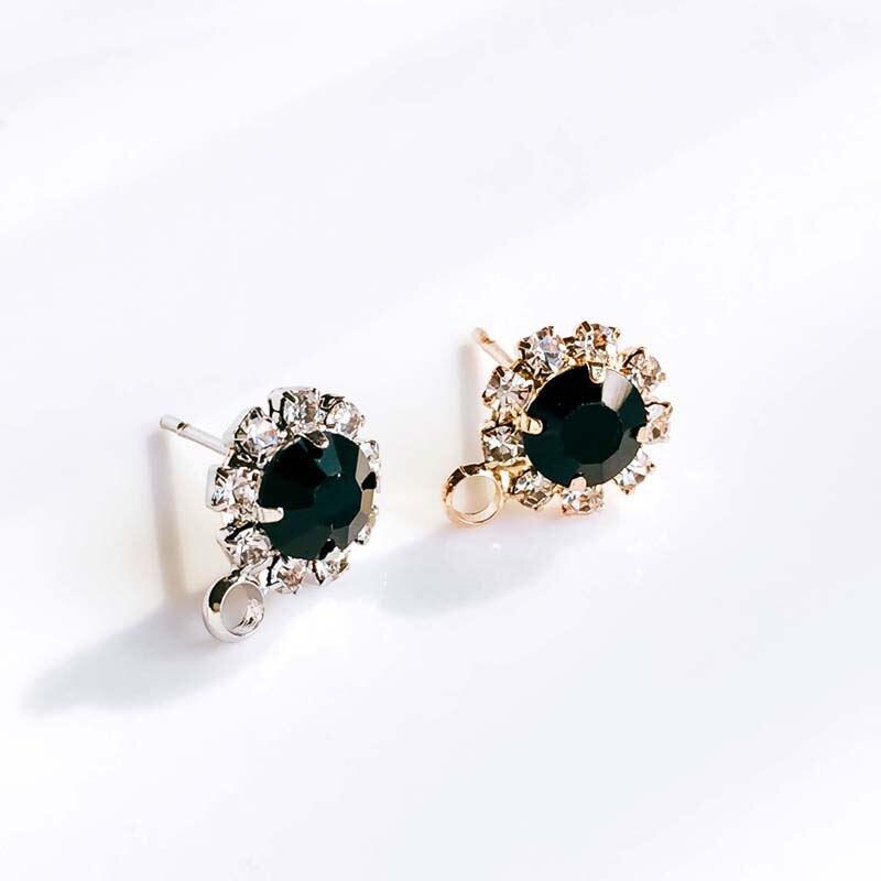 ZEROUP Rhinestone White K Gold Plated Stud Earrings 4 Colors Ear Accessories Jewelry Component Diy Material Handmade 6pcs: KP810-5 / kc gold