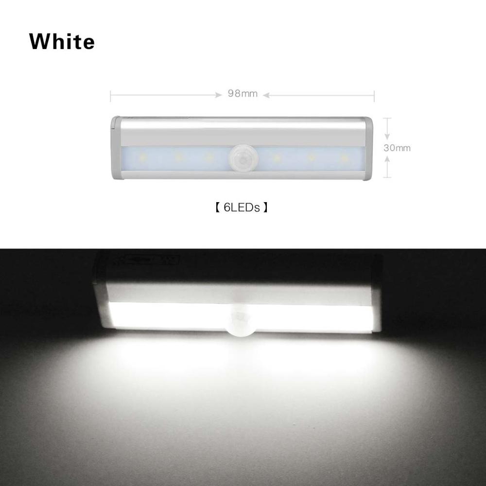 Aaa batteri ledet spejl lys 98mm 190mm toiletbord forfængelighed lys bevægelsessensor skifte makeup lampe: 6 lysdioder-hvide
