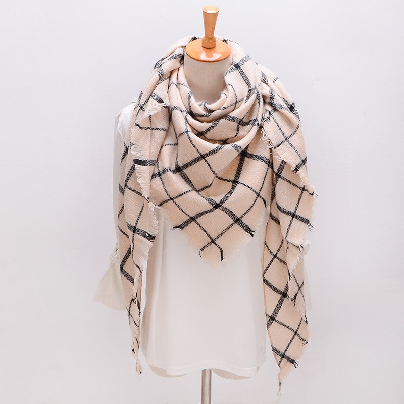 Écharpe triangulaire hijab d'été pour femmes, châle de marque en cachemire à carreaux, couverture  xs027-5: Style 14