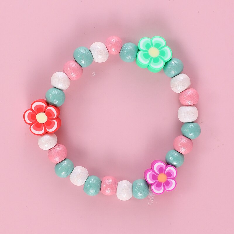 Makersland Jewelry Beaded Bracelet for Baby Girls Bowknot Adjustable Rope Bracelets Children Charms Beads: Colorful flower