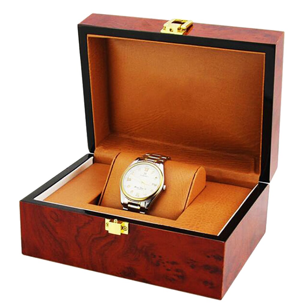 Luxe Single Slot Hout Horloge Bangle Case Box Travel Business Horloge Opslag Vintage Wijn Rood