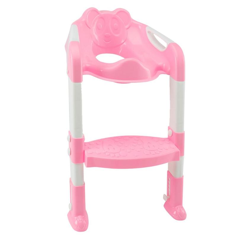 Babypottetræningssæder børns pottebørnetøj til børn med justerbar stige babytoilet træning foldesæde: Type e lyserød