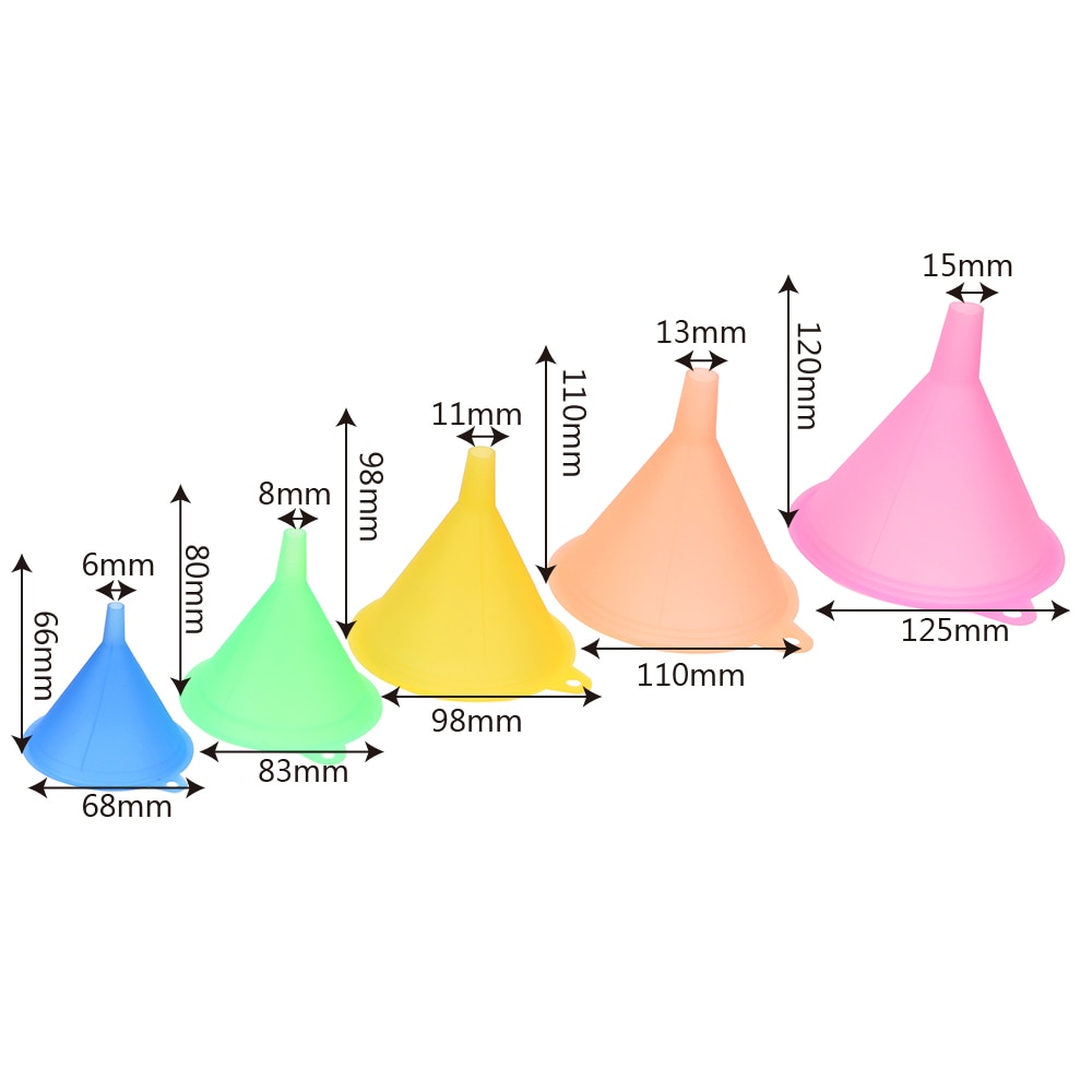 NICEYARD 5pcs/set Bar Wine Flask Funnels Food-grade Material Pinkycolor Translucent Kitchen Mini Funnel