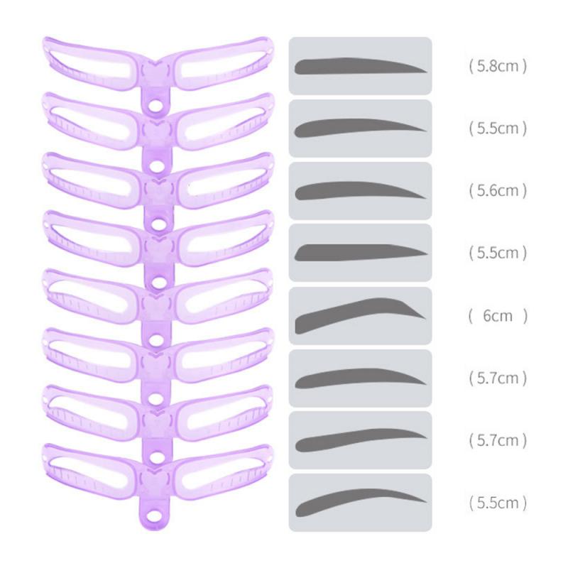 1 Stuks Brow Stencils 8 In1 Grooming Shaping Evenwichtige Wenkbrauw Kaarten Sjabloon Wenkbrauw Tekening Kaart Brow Make-Up Stencil TSLM1
