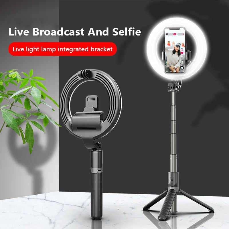 4 in 1 selfie ring light wireless Bluetooth Selfie stick mini tripod Handheld Extendable 3 Levels light selfie stick With Remote