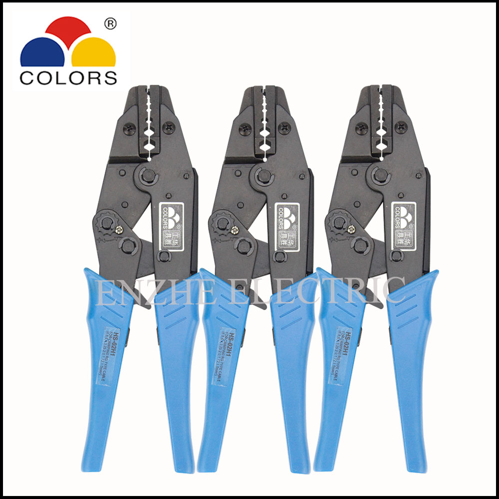 eurpoean style HS-02H1 Ratchet crimping plier fiber optic belden 8279 RG55,58,59,8X,142,140,174,210,223,303,400 connector tool