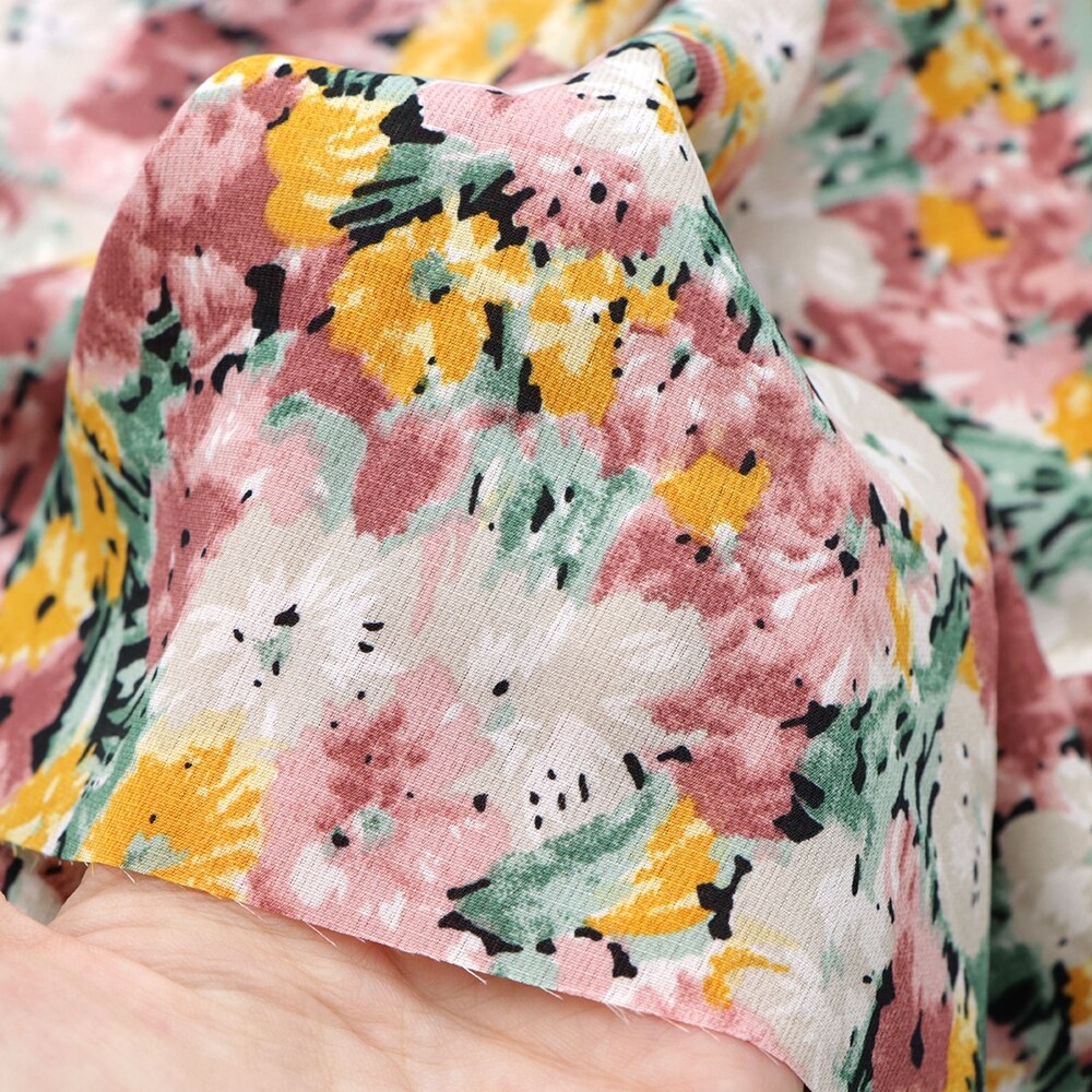 50*140cm blomstertrykt chiffonstoff for vev hjemmetekstil for å sy putetrekk bordløper ,c12588: 1108680002