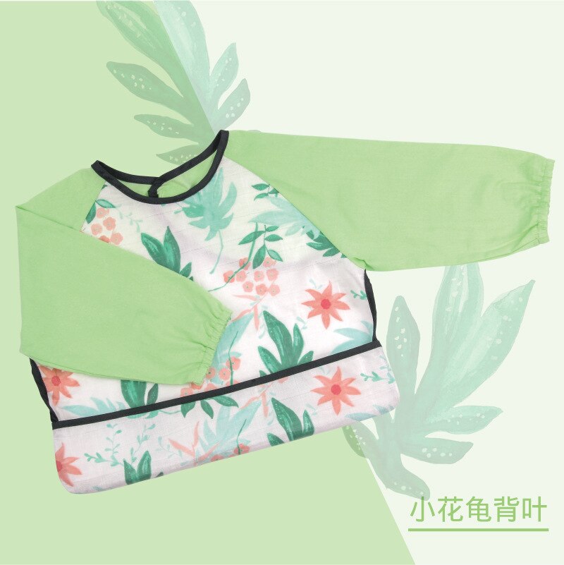 Elinfant Bavaglini con Maniche, 1pz Manica Lunga Impermeabile Bavaglino unisex Alimentazione Bavaglino Grembiule per il bambino infantile 6 Mesi a 2 Anni di Età: verde