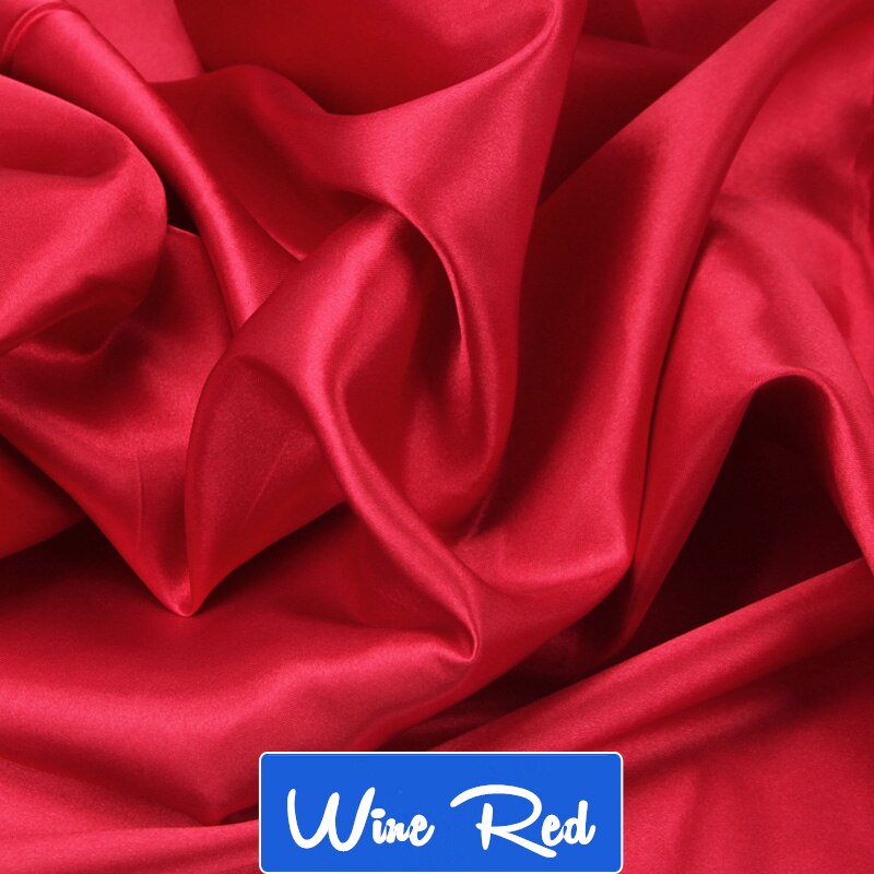 100cm*150cm 16Colors Silks and Satins Fabric Satin Color Butyl Silk Box Lining Lieb Shiny fabrics Clothing Sewing Plain: Wine Red