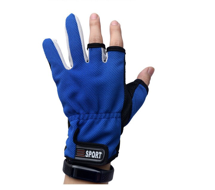 Fishing Gloves Outdoor 3 Fingers Cut Fishing Gloves Waterproof Fishing Accessories Carp Fishing Accessories: Deep Blue