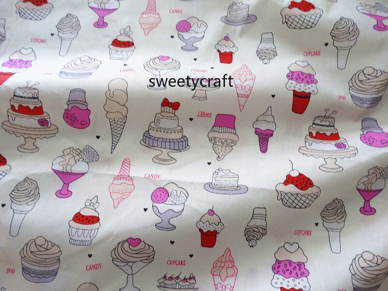 160x50cm anniversaire gâteau imprimer 100% coton tissu par demi mètres tissus patchwork pour bricolage matériel de couture bébé robe feuille tissu